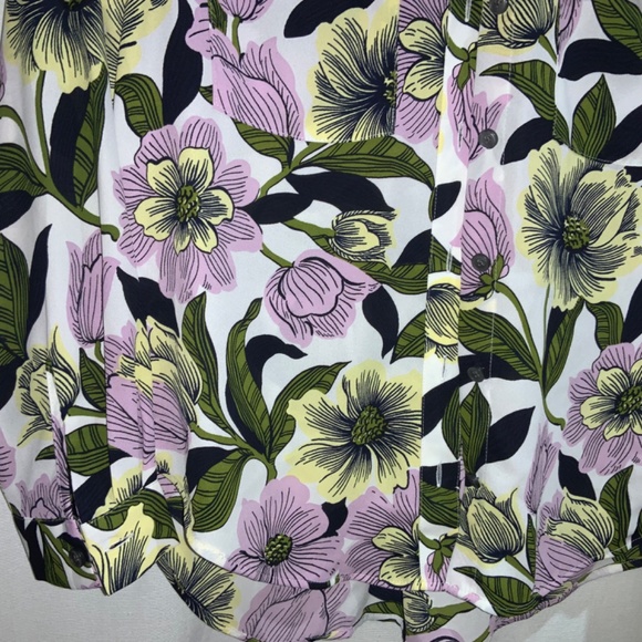 Ann Taylor button front blouse Sz XSP floral button cuff chest pockets - Picture 3 of 9